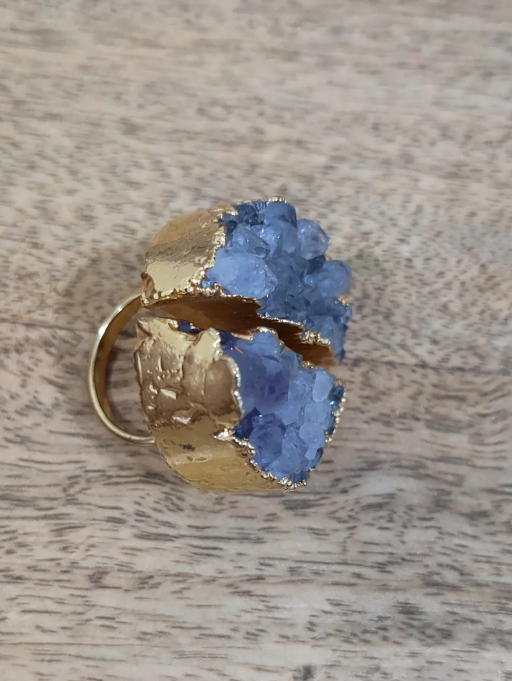 Gold-Plated Ring with Lavender Raw Druzy